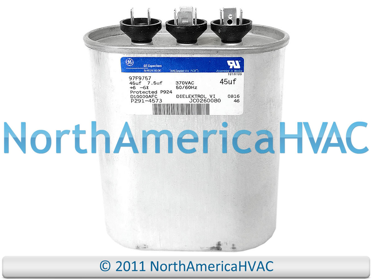 Mana Capcom GE Genteq Oval Capacitor 45/7.5 uf MFD 370 volt